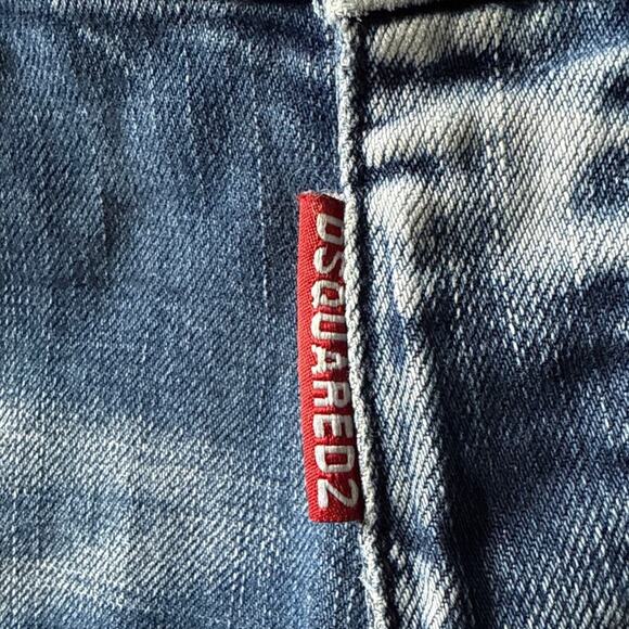 Dsquared2 Mens Blue Distressed Paint Splatter Straight Jeans Denim IT 50 US 34 - Picture 4 of 9